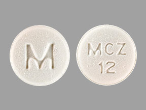 White Round pill with imprint M;MCZ;12 — Meclizine hydrochloride Meclizine hydrochloride 12.5 mg; (view 2)
